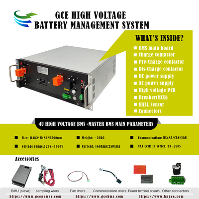 GCE Master And Slave BMS,225S Pil Enerji Depolama Sistemi, 720V 250A Lifepo4 Pil Bms